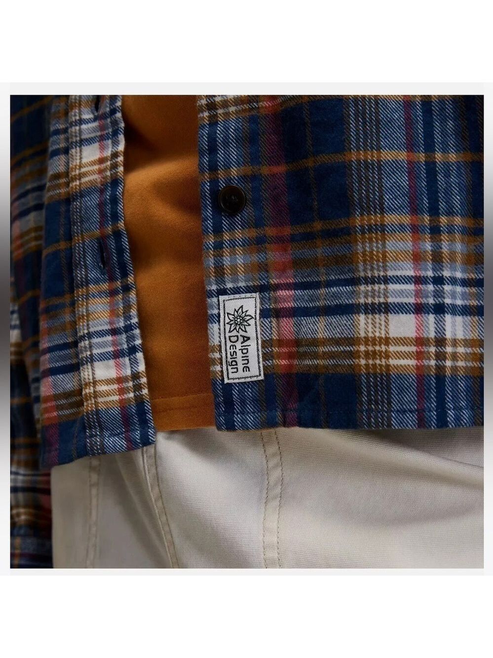 Alpine Design Womens Flannel XL Navy Brown Plaid - Picture 4 of 7